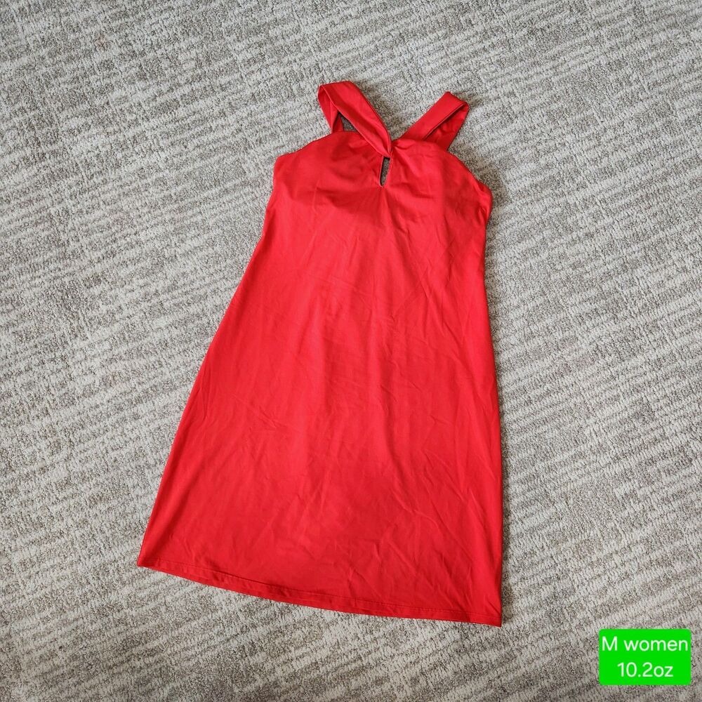 Athleta women's swimsuit material shelf bra stretchy dress red size M